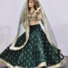 Green gold Indian bridal lehenga for curvy doll