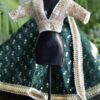 Green gold Indian bridal lehenga for curvy doll