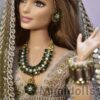 Green gold Indian bridal lehenga for curvy doll