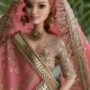 Pastel pink blue wedding lehenga for doll