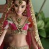 Pink floral festive lehenga for doll