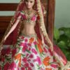 Pink floral festive lehenga for doll