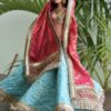 Teal pink bridal lehenga for doll