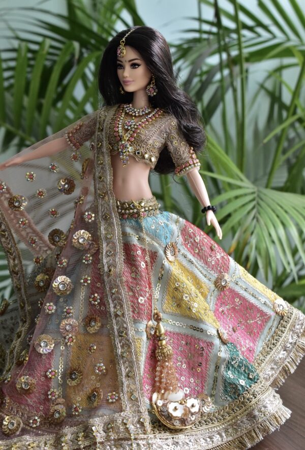 Sparkly Indian wedding bridal outfit for doll
