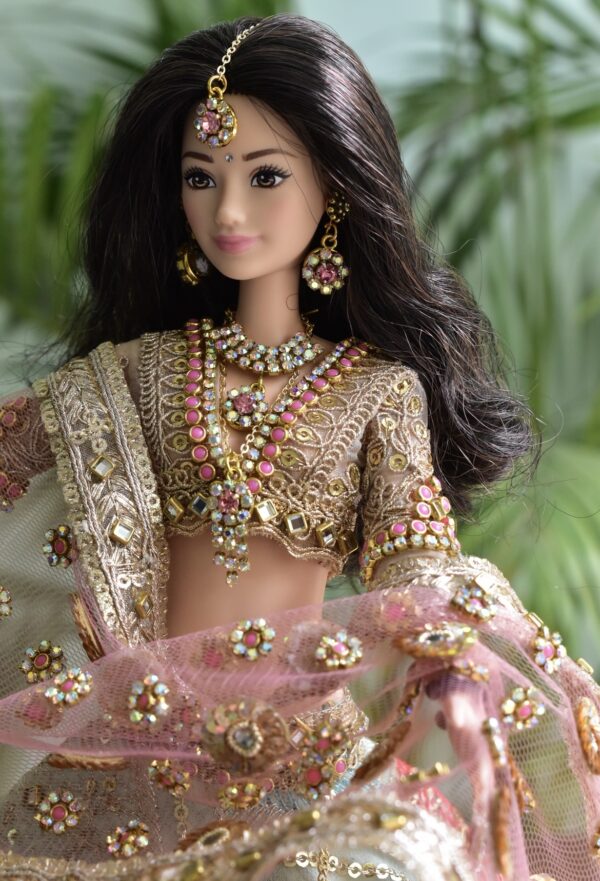 Sparkly Indian wedding bridal outfit for doll