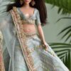 Blue gold festive lehenga for curvy doll