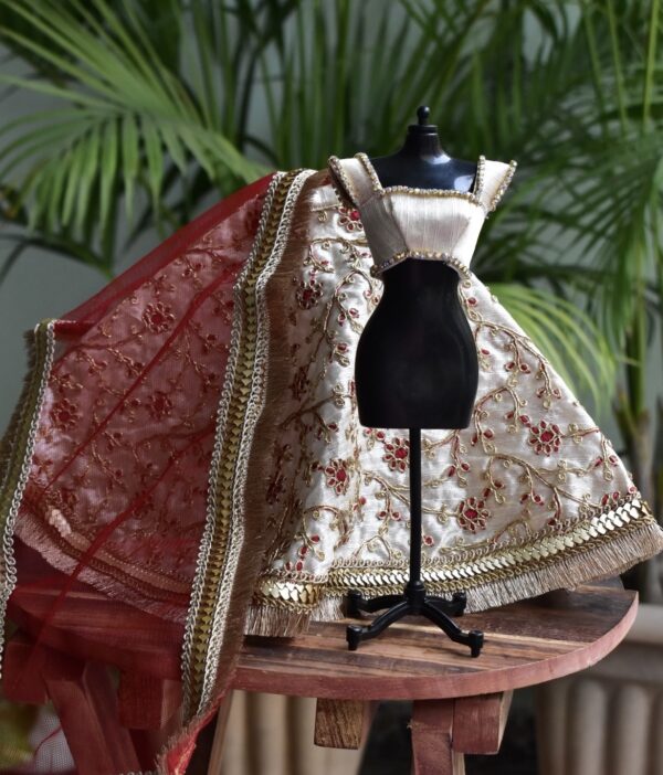 Beige festive lehenga for curvy doll