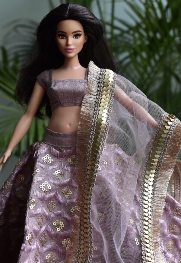 Lilac lehenga for curvy doll
