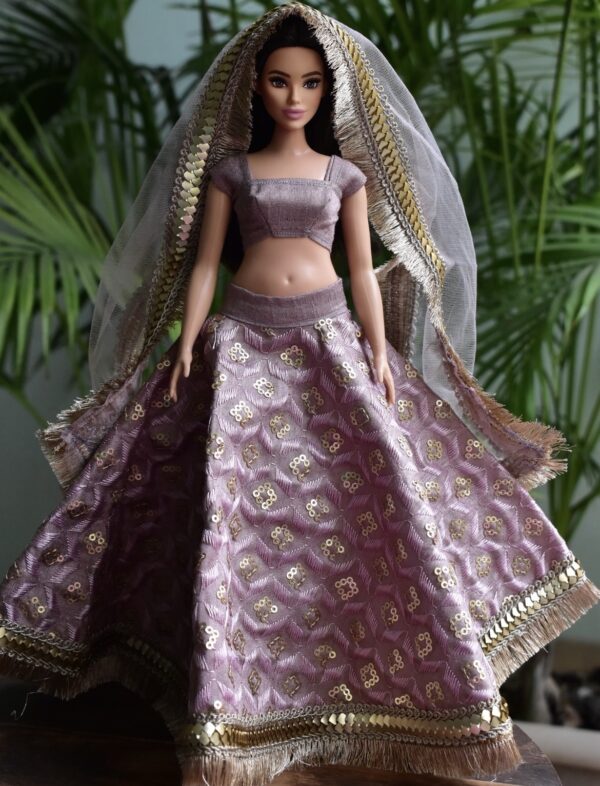 Lilac lehenga for curvy doll