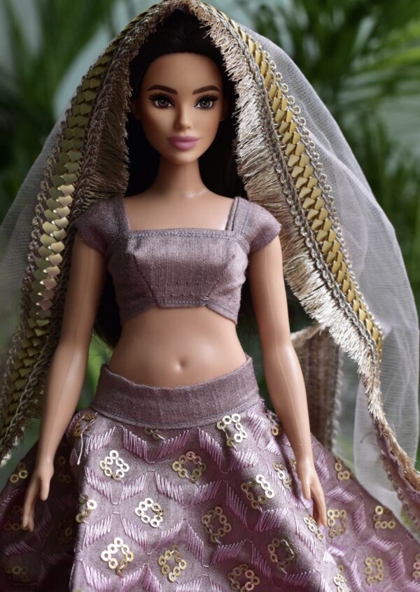 Lilac lehenga for curvy doll