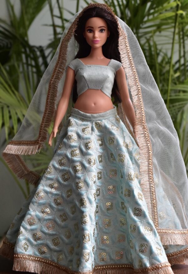 Blue lehenga for curvy doll