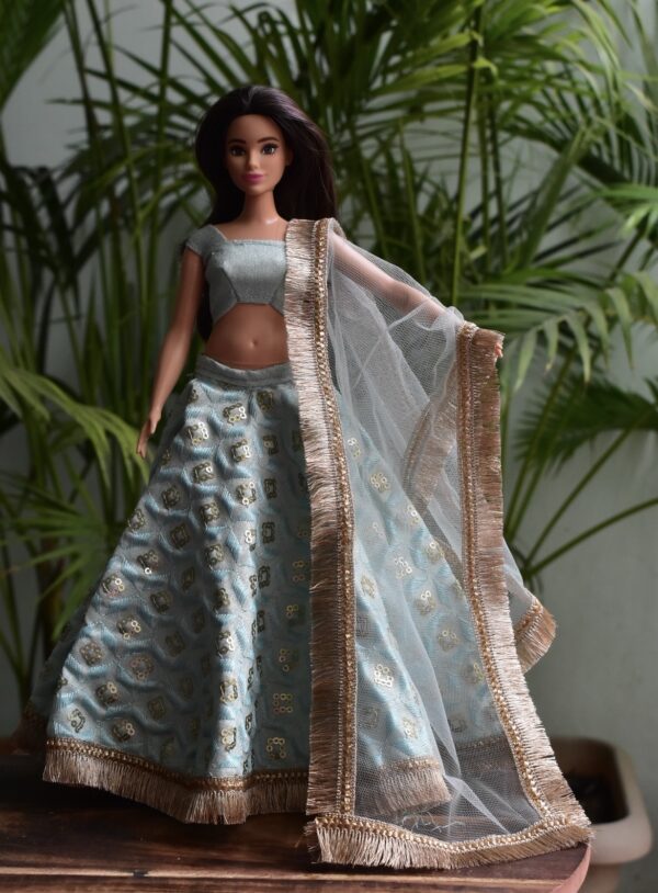 Blue lehenga for curvy doll