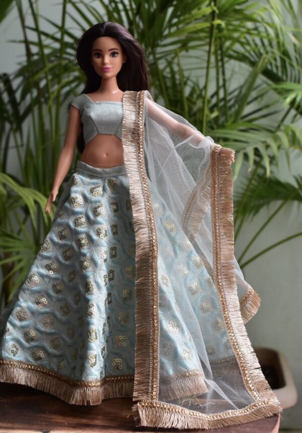 Blue lehenga for curvy doll