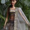Sparkly grey lehenga for doll