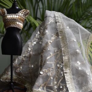 Sparkly grey lehenga for doll