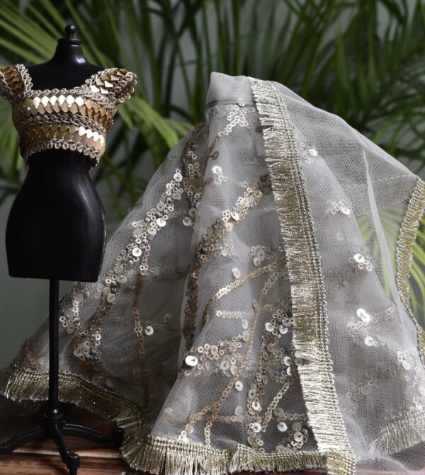 Sparkly grey lehenga for doll