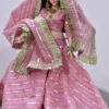 Mauve pink sparkly bridal lehenga for curvy doll