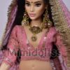 Mauve pink sparkly bridal lehenga for curvy doll