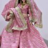 Mauve pink sparkly bridal lehenga for curvy doll