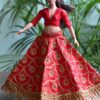 Red and gold Indian lehenga for curvy doll