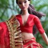 Red and gold Indian lehenga for curvy doll