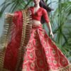 Red and gold Indian lehenga for curvy doll