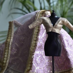 Pretty lilac and gold lehenga for doll