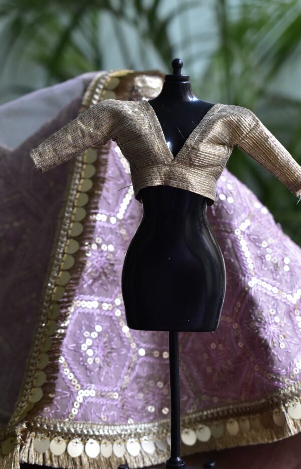 Pretty lilac and gold lehenga for doll