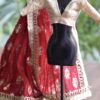 Maroon and gold Indian saree for doll