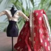Maroon and gold Indian saree for doll