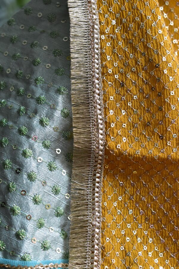 Mint green Indian festive lehenga for curvy doll