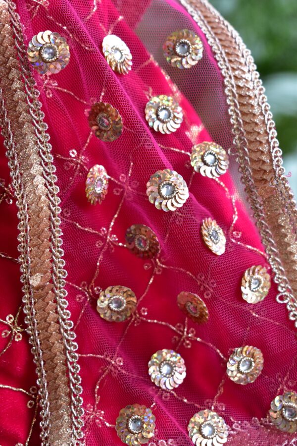Pink and gold Indian lehenga for curvy doll