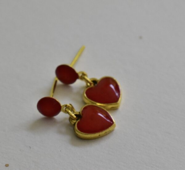 Red heart enamel earrings for doll | doll jewellery | doll earrings | set of 2