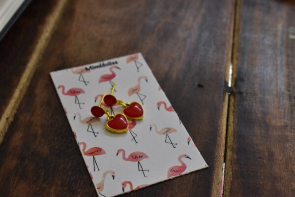 Red heart enamel earrings for doll | doll jewellery | doll earrings | set of 2