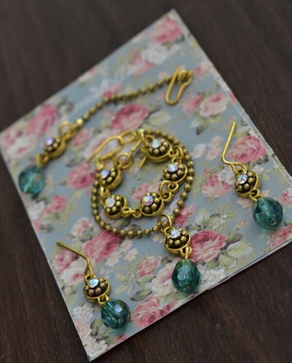 Indian bridal jewelry for doll (teal and gold)
