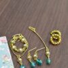 Indian bridal jewelry for doll (teal and gold)