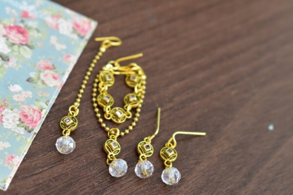 Indian bridal jewelry for doll (white and gold)