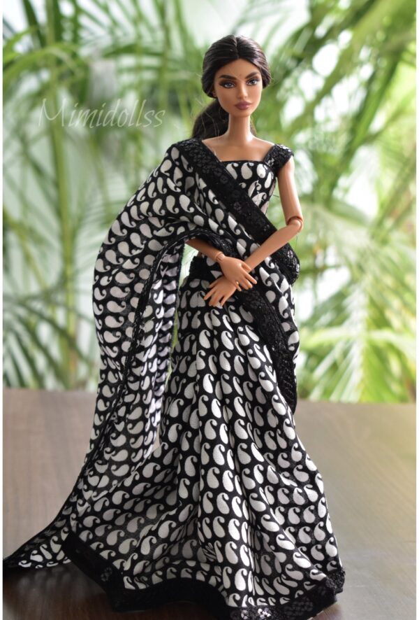 Pretty black saree for barbie doll