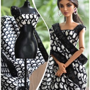 Pretty black saree for barbie doll