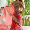 Red organza saree for doll