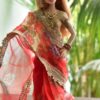 Red organza saree for doll