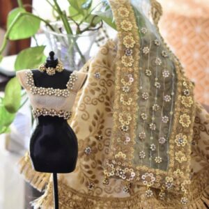 Heavily embellished Indian bridal lehenga for doll