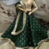 Green gold Indian bridal lehenga for curvy doll
