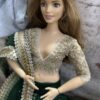 Green gold Indian bridal lehenga for curvy doll