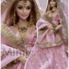 Baby pink sparkly bridal lehenga for curvy doll