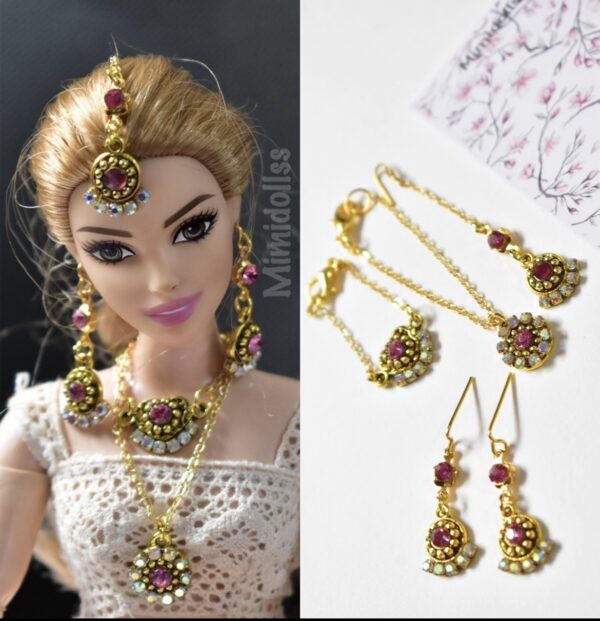 Baby pink sparkly bridal lehenga for curvy doll