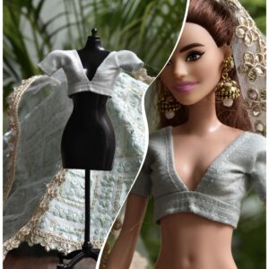 Blue Indian festive lehenga for doll