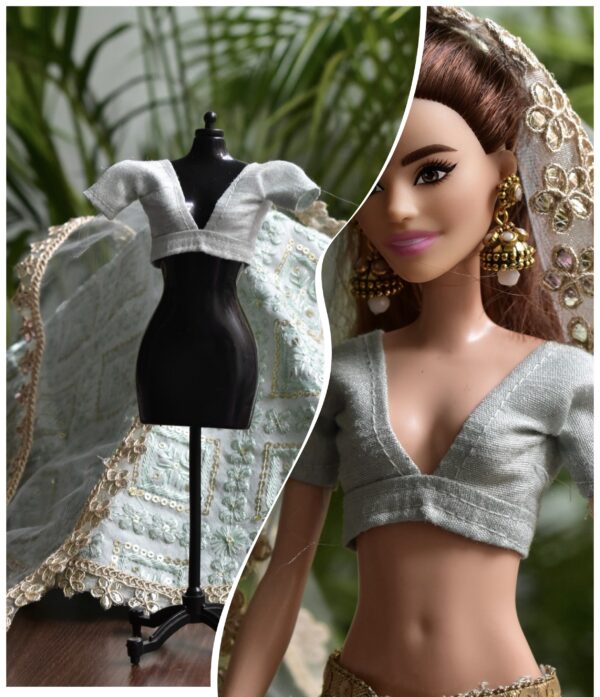 Blue Indian festive lehenga for doll