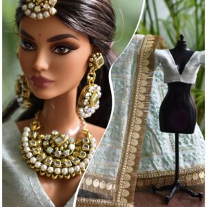 Blue Indian wedding outfit for doll