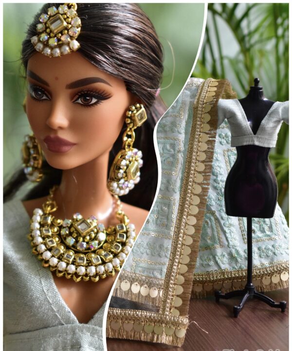 Blue Indian wedding outfit for doll